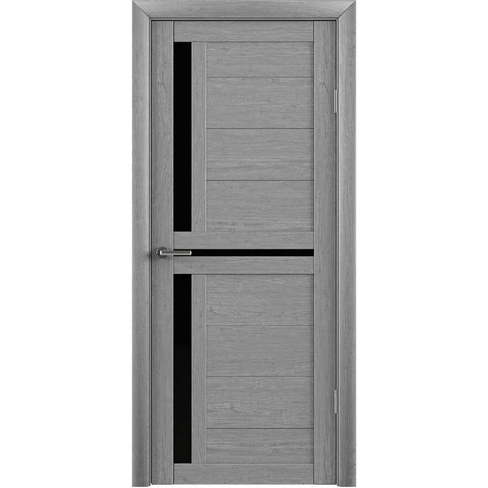 Межкомнатная дверь Luxdoors Tina — Ясень дымчатый, сатиновое или черное стекло, Eco-Tex покрытие