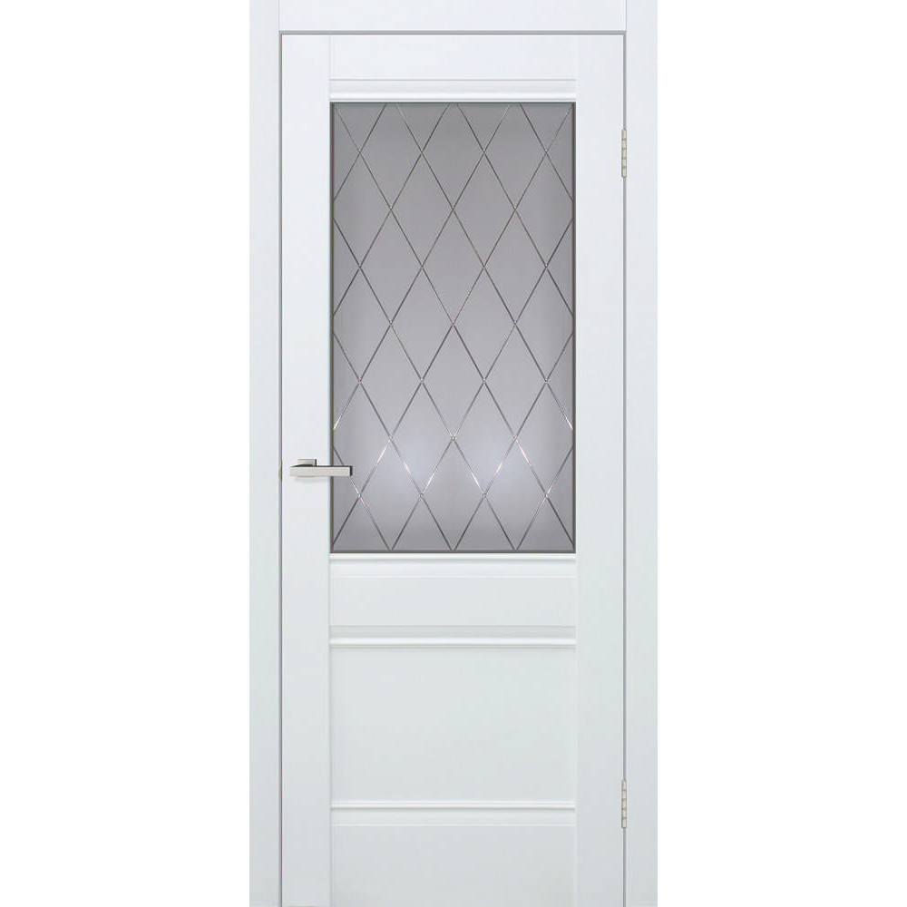 Міжкімнатні двері Luxdoors Рим — білий VINIL, скло сатин ромб, колекція Галерея