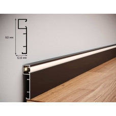 LED плинтус алюминиевый 50×12,6 мм с боковой подсветкой