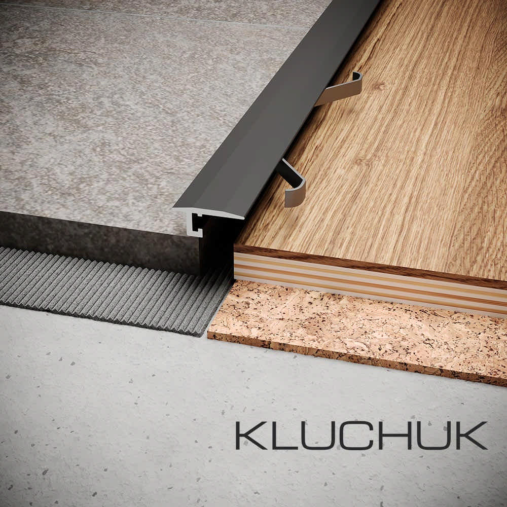Порожок микро ALU-P001 Kluchuk — черный анодированный профиль для стыковки покрытий