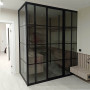 Кутова скляна перегородка Graphite Corner чорний структурний профіль